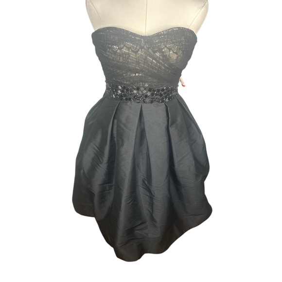 Monique Lhuillier ML Strapless Sweetheart Bubble Hem Cocktail Dress Black Sz 2 - Picture 3 of 12